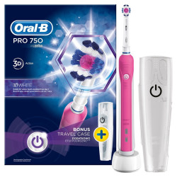 Электрическая зубная щетка Oral-B PRO750 3D White + дорожный футляр, Braun, PRO750PINK
