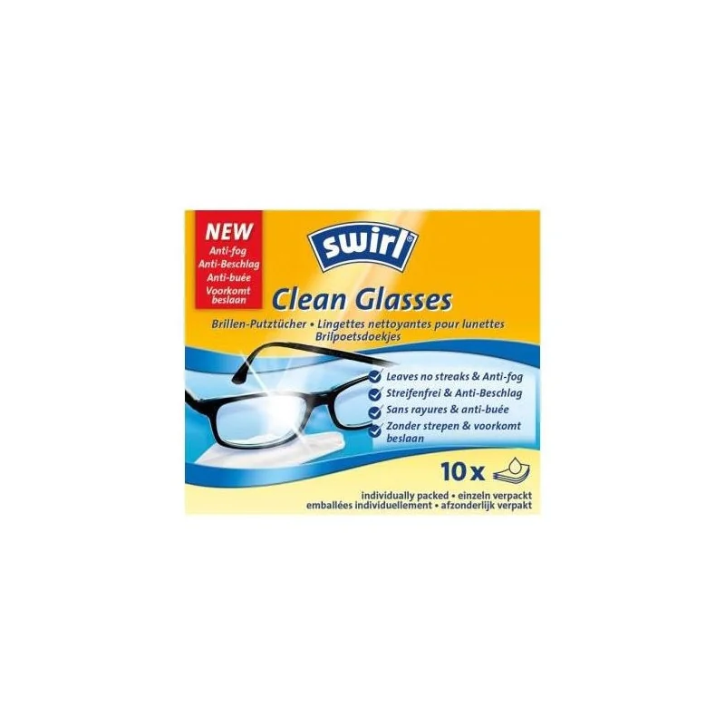 Одноразовые салфетки для чистки очков 10 шт CLEANGL, Swirl