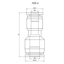 Фитинг прямой к водяным шлангам холодильникам, 6мм/ 6мм