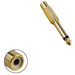 Аудиопереходник 6,35 мм моно/ RCA гнезда, золотистый, CAA26 Аудиопереходник 6,35 мм моно/ RCA гнезда, золотистый, CAA26