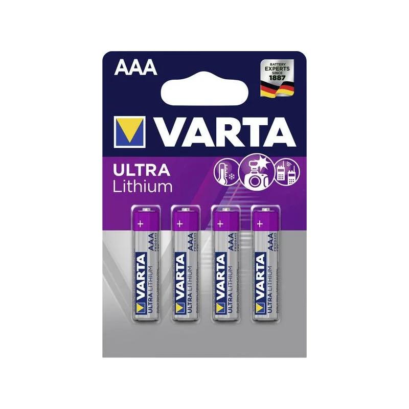 Patarei VARTA AAA, Liitium 4-pakk