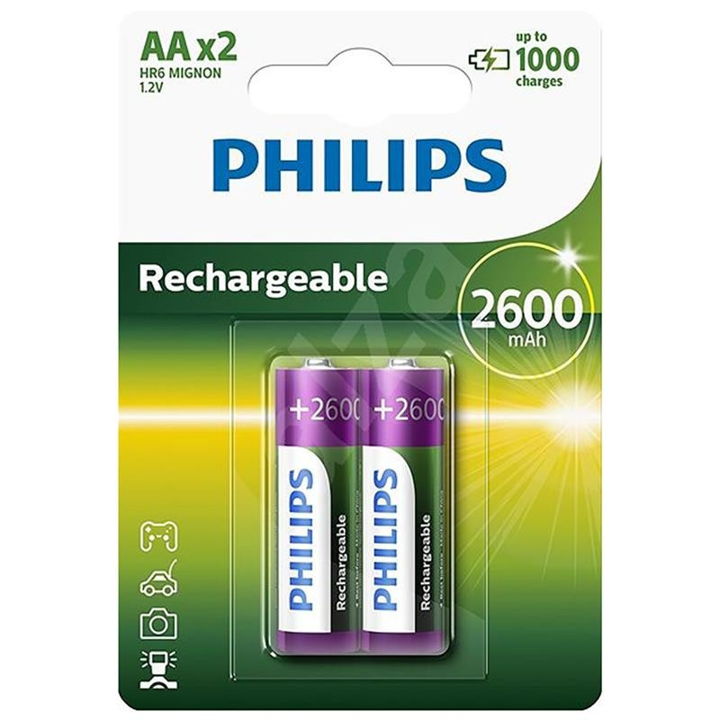 Аккумуляторные батарейки Philips AA 2600 мАч (2 шт)