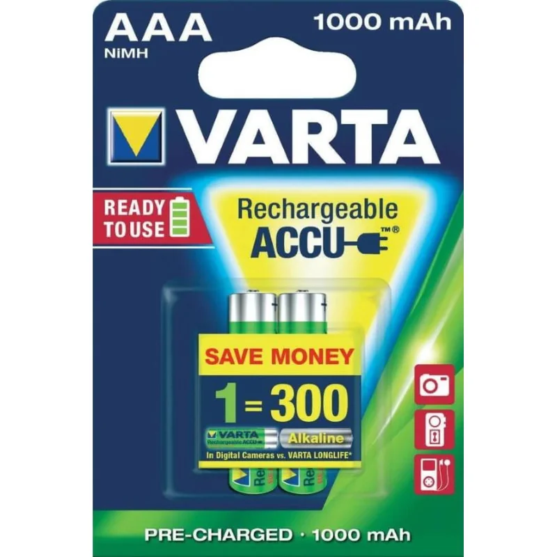 Aku AAA VARTA (2-pakk), 1000mAh