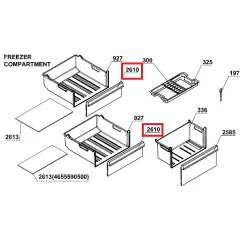 Панель верхнего и среднего ящика для морозильной камеры Beko 4640620100, 5928580100, 4638960600
