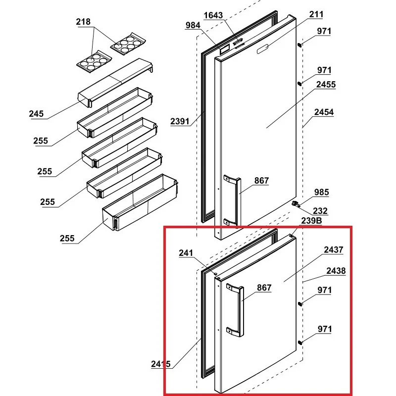 Дверь морозильной камеры холодильника BEKO 4634700110