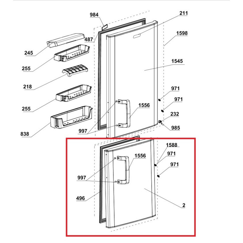 BEKO külmiku CS234031T sügavkülma uks 4692610400