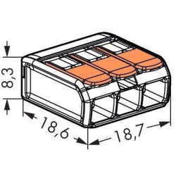 Avatavad kiirklemmid Wago 3 x 0,14 - 4 mm², 221-413 50tk pakis