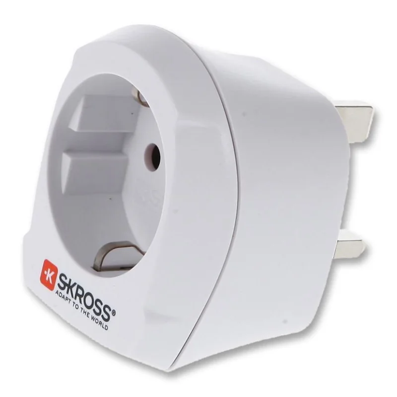Reisiadapter Euroopa/ UK, Skross Type D (UK)/ Type C (Euroopa)