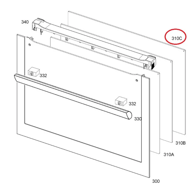 Внутреннее стекло двери духовки Electrolux, Zanussi, AEG 3878349012