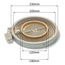 Конфорка для стеклокерамической плиты WHIRLPOOL/ INDESIT 230mm/2100W, 481231018895