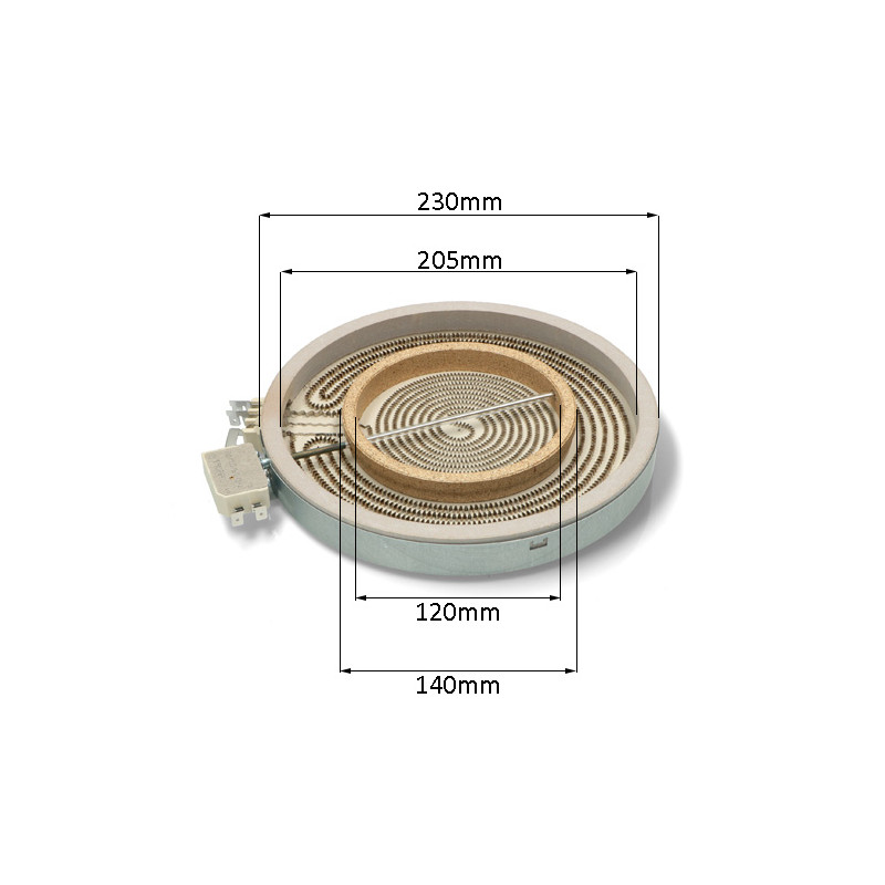 Конфорка для стеклокерамической плиты WHIRLPOOL/ INDESIT 230mm/2100W, 481231018895