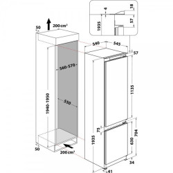Интегрируемый холодильник SAMSUNG, высота 177,5 см, 267 л