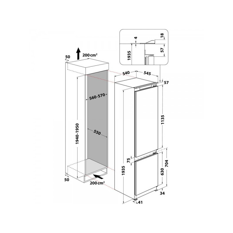 Интегрируемый холодильник WHIRLPOOL (193 см)