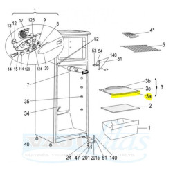 Заднее обрамление стеклянной полки холодильника Snaige D139116