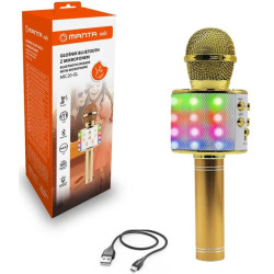 Микрофон для караоке с динамиком Manta MIC20GL, золотой