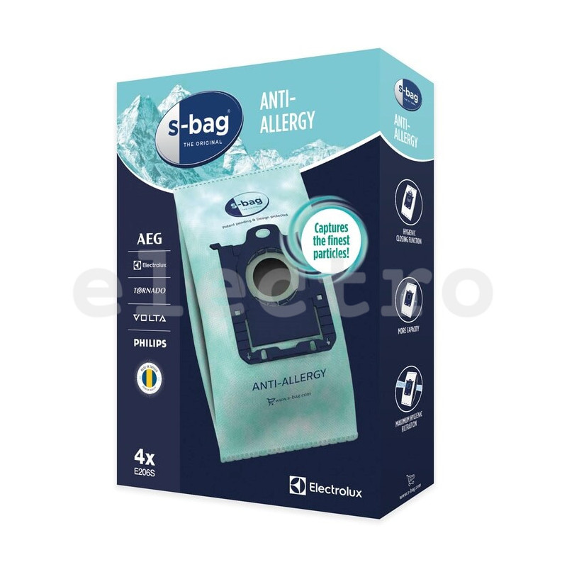 Пылесборники Electrolux S-bag® Anti-Allergy, 4 шт. E206S