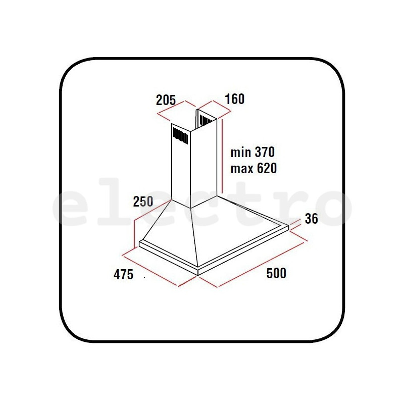 Вытяжка Schlosser, 50см, 340 м³/ч, H011D50X750