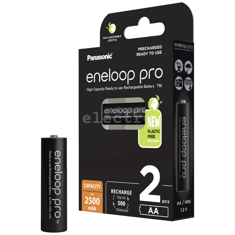 Аккумуляторные батарейки PANASONIC Eneloop Pro AA, 2500 мАч, 2 шт.