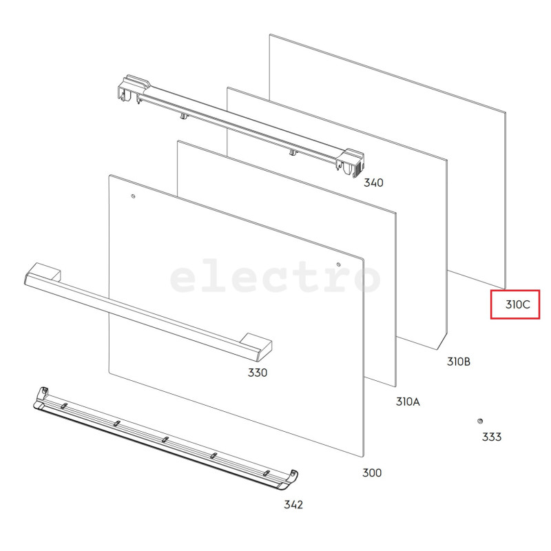 Electrolux elektripliidi sisemine ukseklaas, 5616002019, pürolüüs ahjule