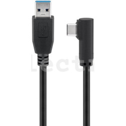 Kaabel USB-A - USB-C, 90 kraadi kaabel 1m, 450104