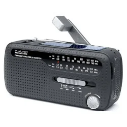 Радиоприёмник Muse, солнечные батареи, фонарик, генератор, черный, MH-07DS