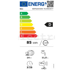 Посудомоечная машина Beko (14 комплектов посуды), BDFN26430W