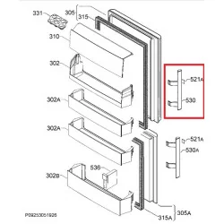 Ручка двери для холодильника Electrolux 2636027050, верхняя