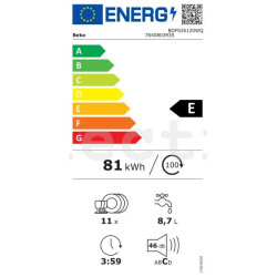 Посудомоечная машина, Beko, 11 комплектов, BDFS26120WQ