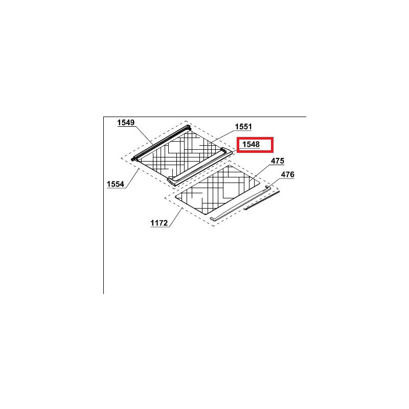 Обрамление стеклянной полки переднее Beko 4614750200, 4657600100