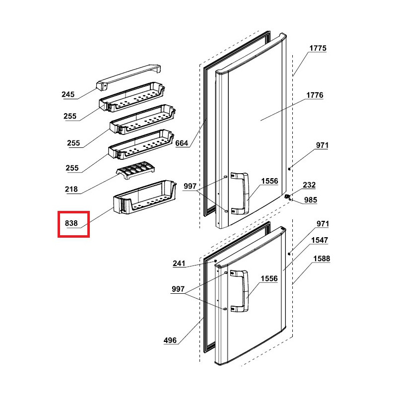 Полка для бутылок холодильника Beko CS238030, 4397291300