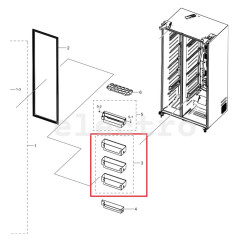 Samsung SBS külmiku pudeliriiul DA97-19097A, DA63-09329A, kasutatud