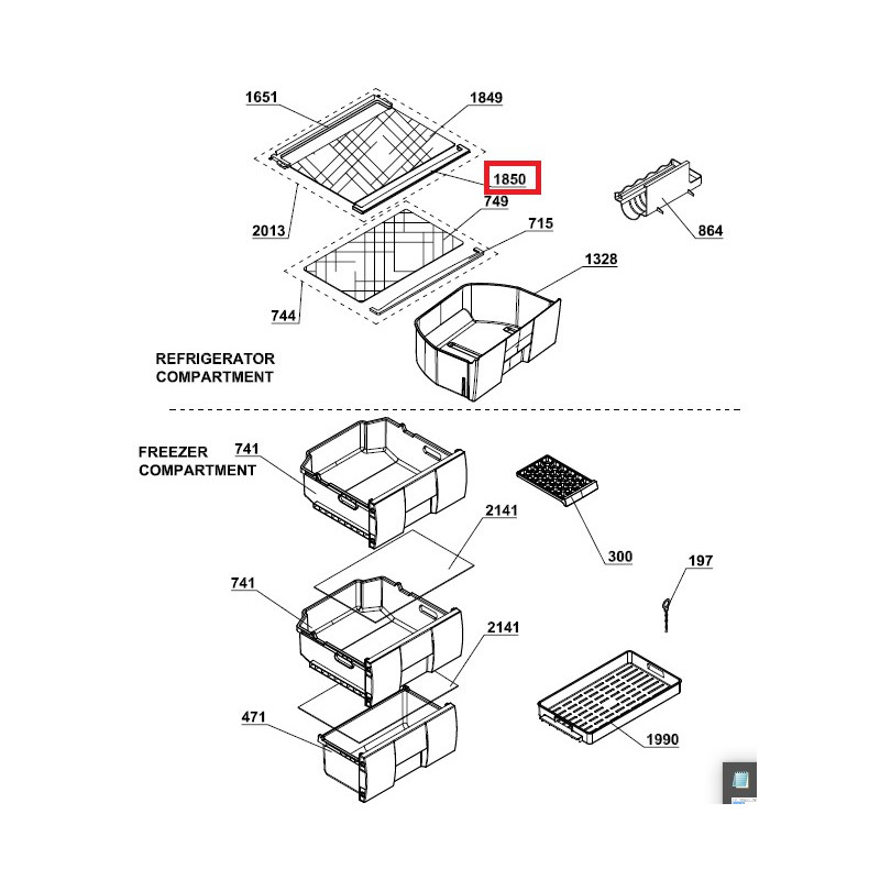 Обрамление стеклянной полки холодильника BEKO, 4617490200