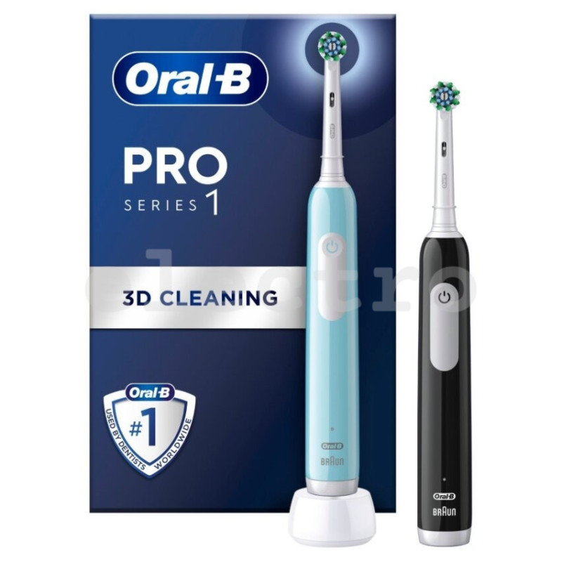 Комплект электрических зубных щеток Braun Oral-B Pro Seeria 1, 2 шт., голубой/черный, PROSERIES1DUO