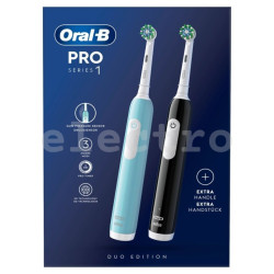 Комплект электрических зубных щеток Braun Oral-B Pro Seeria 1, 2 шт., голубой/черный, PROSERIES1DUO