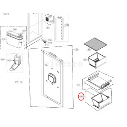 Ящик для овощей для SBS холодильников LG, нижний, AJP74894505, AJP74894508