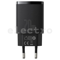 Toalaadija USB-A, USB-C, 20 W, must, BASEUS, CCXJ-B01