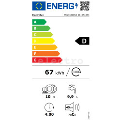 Посудомоечная машина Electrolux, 10 комплектов посуды, нерж. сталь, ESG43310SX