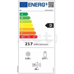 Холодильник LG NoFrost, 387 л, высота 203 см, серебристыйv, GBV5240DPY