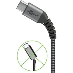 Кабель USB-A/ USB-C, 3A, 2 m, 60 Вт, серый, 49297