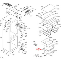 Liebherr külmiku sügavkülmiku keskmise ja alumise sahtli vaheline klaas, 7271476