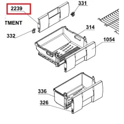 BEKO külmiku sügavkülmiku luuk ülemine, 4840930100, 4331794200, 385x153mm