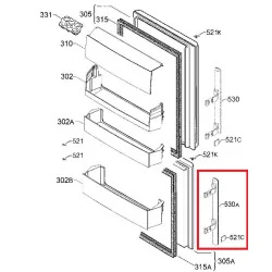 Electrolux külmiku ülemine käepide 2636028058, alumine, vasakult poolt avamisel