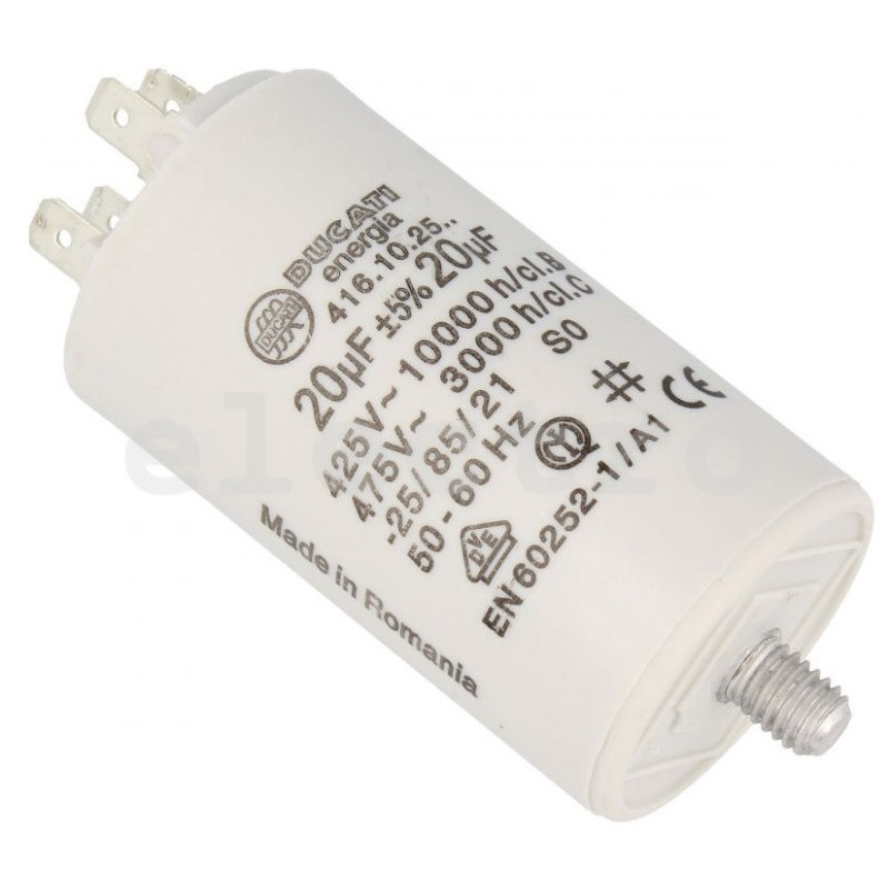 пусковой конденсатор для двигателей 20mF 450V, 416102564, DUCATI, 20uF