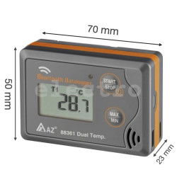 Temperatuuride salvesti, 2-kanaliga, Bluetooth, AZ88361, temperatuuri loger
