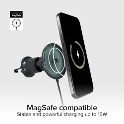 Juhtmevaba autolaadija SBS 15W Magsafe, ventilaatorikinnitus, must, TESUPPMAG15WVENT