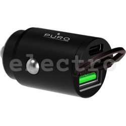 Автомобильное зарядное устройство Puro Mini, USB-A, USB-C, 30 Вт, черный, FCMCHUSBAC30WBLK