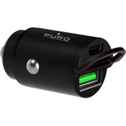 Автомобильное зарядное устройство Puro Mini, USB-A, USB-C, 30 Вт, черный, FCMCHUSBAC30WBLK