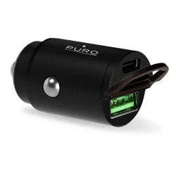 Автомобильное зарядное устройство Puro Mini, USB-A, USB-C, 30 Вт, черный, FCMCHUSBAC30WBLK