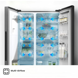 Jäävaba SBS külmik Hisense, vee- ja jääautomaat, veepaak, 566 L, 179 cm, roostevaba teras, RS5P535NTCE