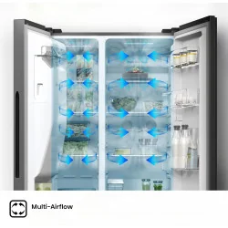 No Frost SBS Холодильник, Hisense, диспенсер для воды и льда, 566 л, высота 179 см, нерж. сталь